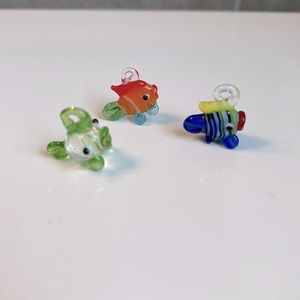Floating Glass Fish Aquarium Mini Hand Blown Glass Tropical Fish Figurines